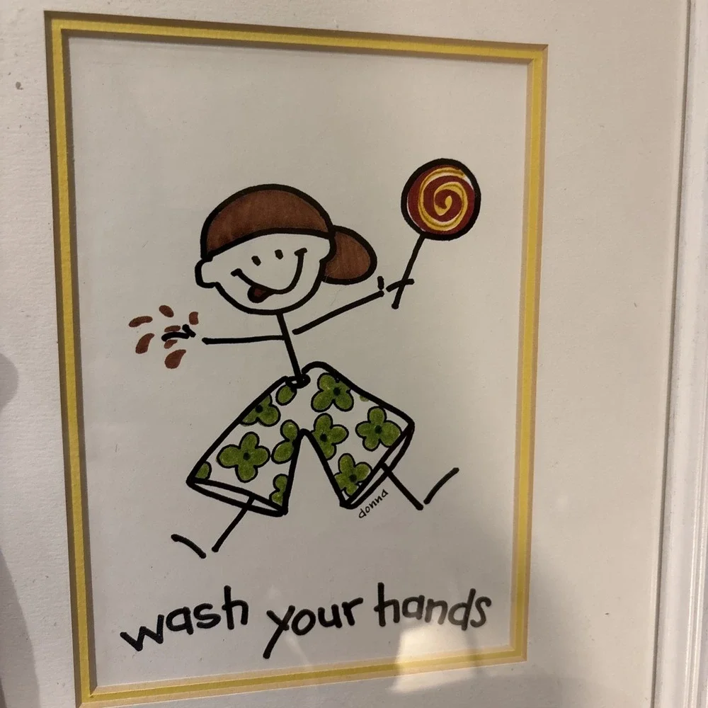 Framed Bathroom Etiquette Stick Figure 